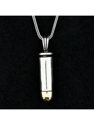 Özel Mermi Kurşun 925 Ayar Gümüş Erkek Kolye