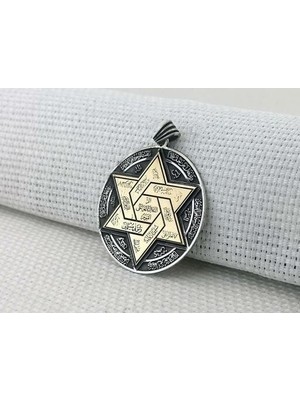 Büyük Boy Hz Süleyman Mührü 925 Ayar Gümüş Erkek Kolye Ucu