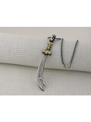 Zülfikar Figürlü Dualı 925 Ayar Gümüş Erkek Kolye