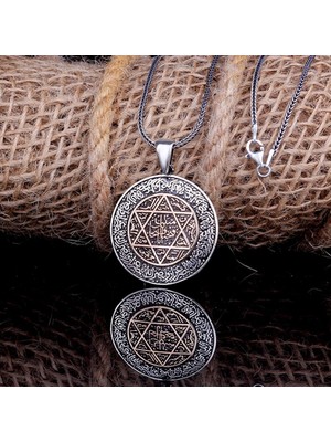 Hz Süleyman Mührü Fetih Suresi Ikinci Ayeti Yazılı 925 Ayar Gümüş Erkek Kolye