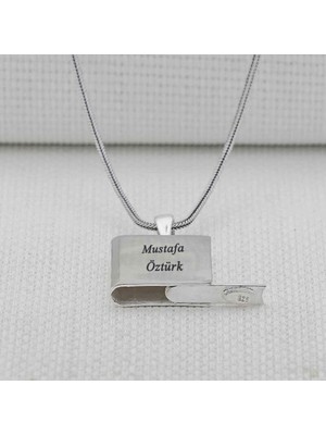 Kişiye Özel Dikdörtgen Tasarımlı Kabi Cevşen Muska 925 Ayar Gümüş Erkek Kolye