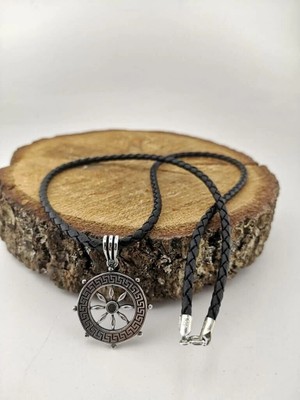 Gemi Dümeni Deri Ipli 925 Ayar Gümüş Erkek Kolye