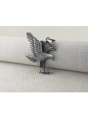 Büyük Kartal Tasarımlı  925 Ayar Gümüş Erkek Kolye Ucu