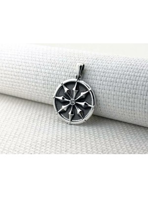 Antik Roma Koleksyonu Sihirli Pusula Tasarımı 925 Ayar Gümüş Erkek Kolye Ucu