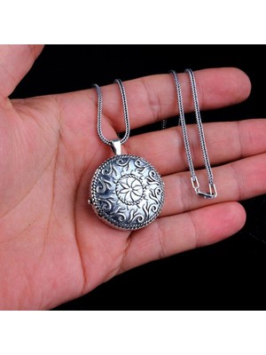 Otantik Açılabilir Oval Muska Kabi 925 Ayar Gümüş Erkek Kolye