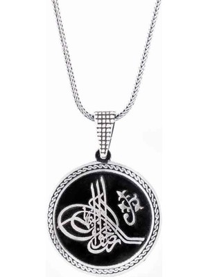 Osmanlı Tuğralı 925 Ayar Gümüş Erkek Kolye