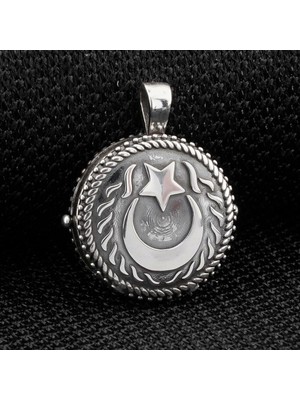 Ay Yıldız  925 Ayar Gümüş Erkek Kolye Ucu