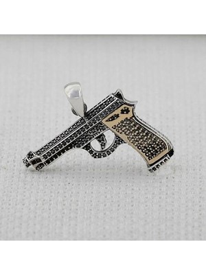 Tabanca Tasarımlı 925 Ayar Gümüş Erkek Kolye Ucu
