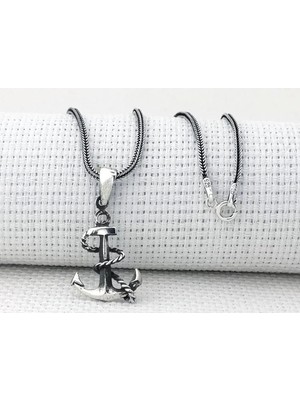 Denizci Çapa  Küçük Boy 925 Ayar Gümüş Erkek Kolye