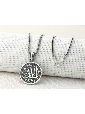 Mulki Allah Mulk Allahın Yazılı 925 Ayar Gümüş Erkek Kolye