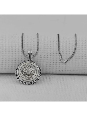 Hz Süleyman Mührü 925 Ayar Gümüş Erkek Kolye