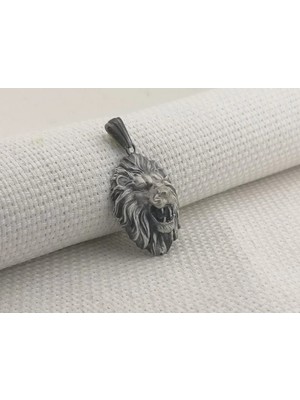 Kükreyen Aslan Üç Boyutlu 925 Ayar Gümüş Erkek Kolye Ucu