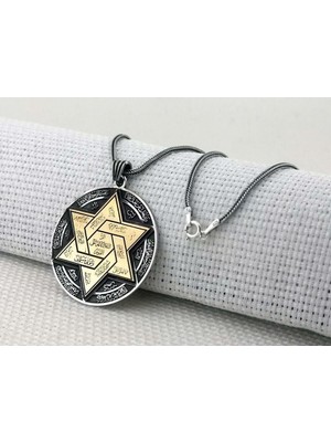 Hz Süleyman Mührü Büyük Boy 925 Ayar Gümüş Erkek Kolye