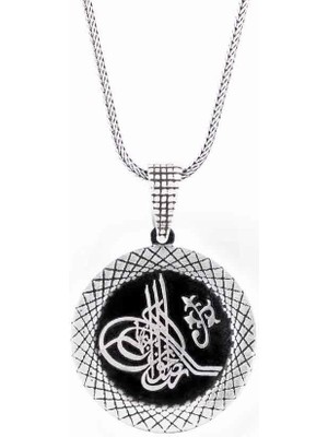 Osmanlı Tuğralı 925 Ayar Gümüş Erkek Kolye