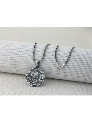 Besmelei I Şerif Dualı 925 Ayar Gümüş Erkek Kolye