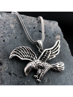 Kartal Tasarımlı 925 Ayar Gümüş Erkek Kolye