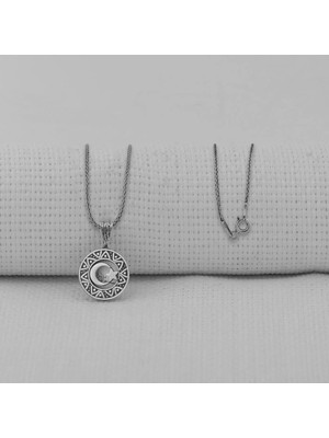 Ay Yıldız 925 Ayar Gümüş Erkek Kolye