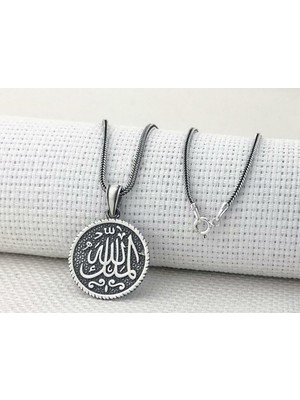 Mulki Allah Mulk Allahın Yazılı 925 Ayar Gümüş Erkek Kolye