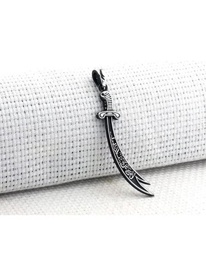 Çift Taraflı Zülfikar 925 Ayar Gümüş Erkek Kolye Ucu