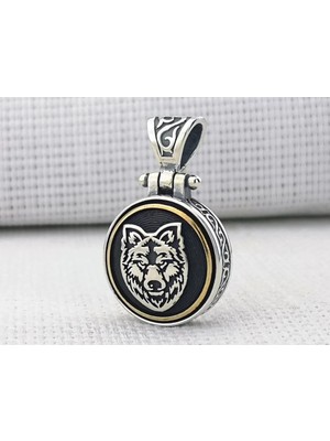 Bozkurt Tasarımlı  Ortası Dönen  925 Ayar Gümüş Erkek Kolye Ucu