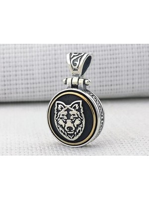 Bozkurt Tasarımlı Ortası Dönen 925 Ayar Gümüş Erkek Kolye Ucu