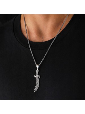 Zülfikar Hz Ali 925 Ayar Gümüş Erkek Kolye