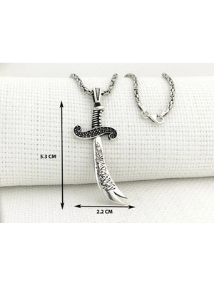 Zulfikar La Feta Illa Ali La Seyfe Iila Zulfikar Kral Zincir 925 Ayar Gümüş Erkek Kolye