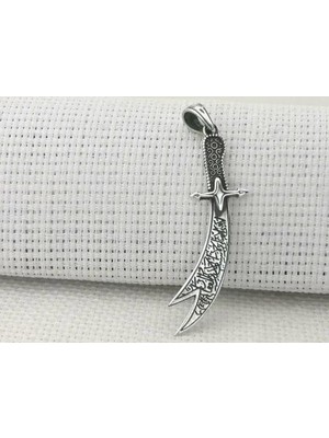 Zülfikar Figürlü Dualı 925 Ayar Gümüş Erkek Kolye Ucu