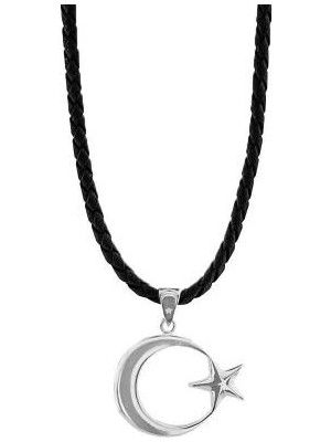 Ay Yıldız 925 Ayar Gümüş Erkek Kolye