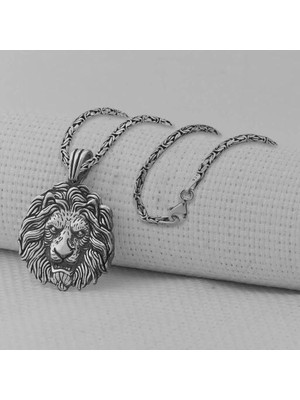Yeleli Aslan Kral Zincir 925 Ayar Gümüş Erkek Kolye
