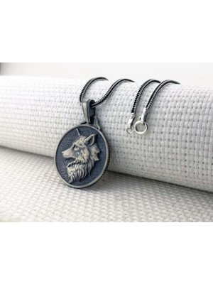 Kurt Kafası Üç Boyutlu 925 Ayar Gümüş Erkek Kolye