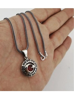 Ay Yıldız  925 Ayar Gümüş Erkek Kolye