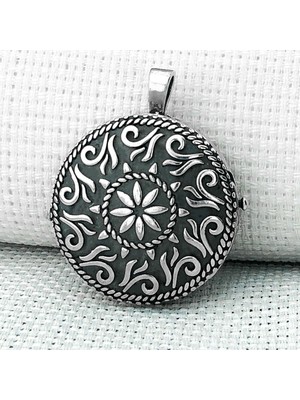 Yuvarlak Cevşen Muska Kabi 925 Ayar Gümüş Erkek Kolye Ucu