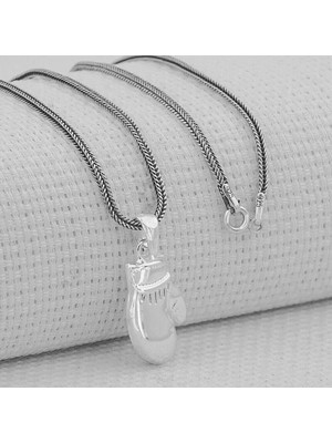 Boks Eldiveni Ucu Küçük 925 Ayar Gümüş Erkek Kolye