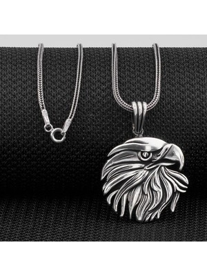 Kartal Tasarımlı 925 Ayar Gümüş Erkek Kolye