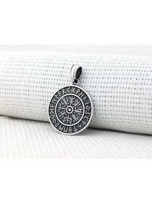 Viking Vegvisir Pusulası 925 Ayar Gümüş Erkek Kolye Ucu