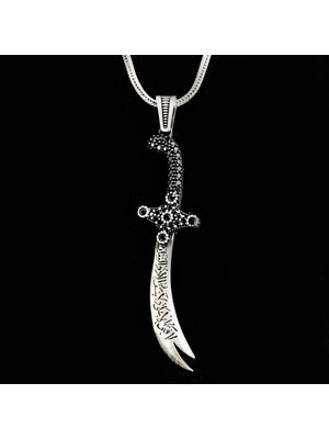 Zulfikar  La Feta Illa Ali La Seyfe Iila Zulfikar  925 Ayar Gümüş Erkek Kolye