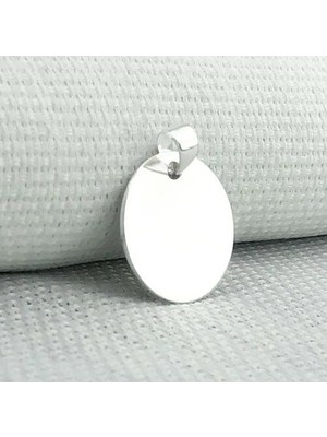 Plaka Yuvarlak Parlak Küçük Boy 925 Ayar Gümüş Erkek Kolye Ucu