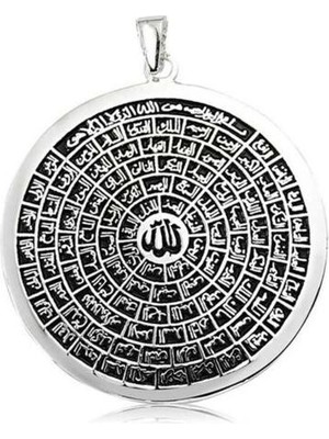 Esmaul Husna Dualı Büyük Boy 925 Ayar Gümüş Erkek Kolye Ucu