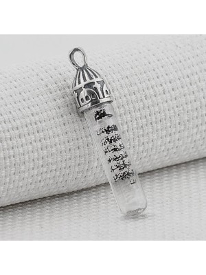 Cam Tüp Cevşen Dua Kabi 925 Ayar Gümüş Erkek Kolye Ucu