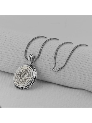 Hz Süleyman Mührü 925 Ayar Gümüş Erkek Kolye