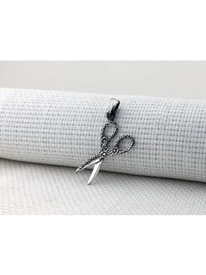 Makas Tasarımlı 925 Ayar Gümüş Erkek Kolye Ucu