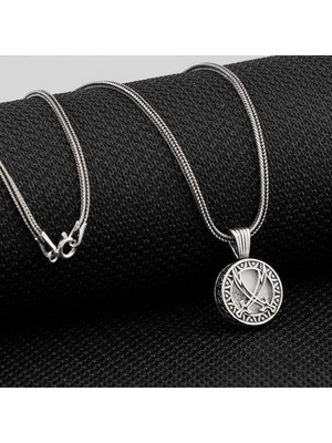 Zulfikar Kebir Dualı Cevşen 925 Ayar Gümüş Erkek Kolye