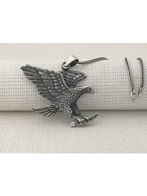 Büyük Kartal Tasarımlı  925 Ayar Gümüş Erkek Kolye