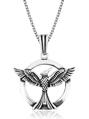 Kartal  925 Ayar Gümüş Erkek Kolye