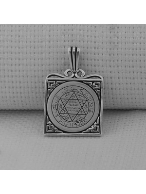 Hz Süleyman Mührü Kare Model 925 Ayar Gümüş Erkek Kolye Ucu