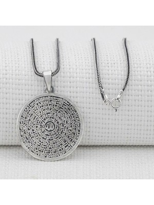 Büyük Boy Esmaul Husna Dualı Kalın Zincirli  925 Ayar Gümüş Erkek Kolye