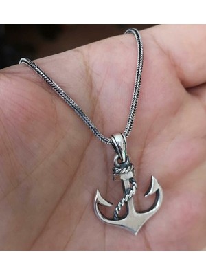 Denizci Çapa  925 Ayar Gümüş Erkek Kolye