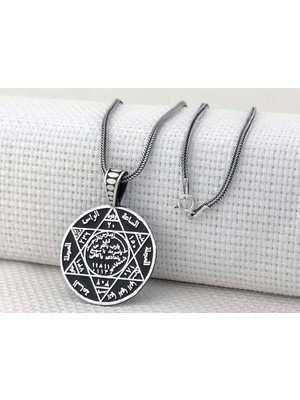 Hz Süleyman Mührü 925 Ayar Gümüş Erkek Kolye