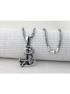 Denizci Çapa 925 Ayar Gümüş Erkek Kolye